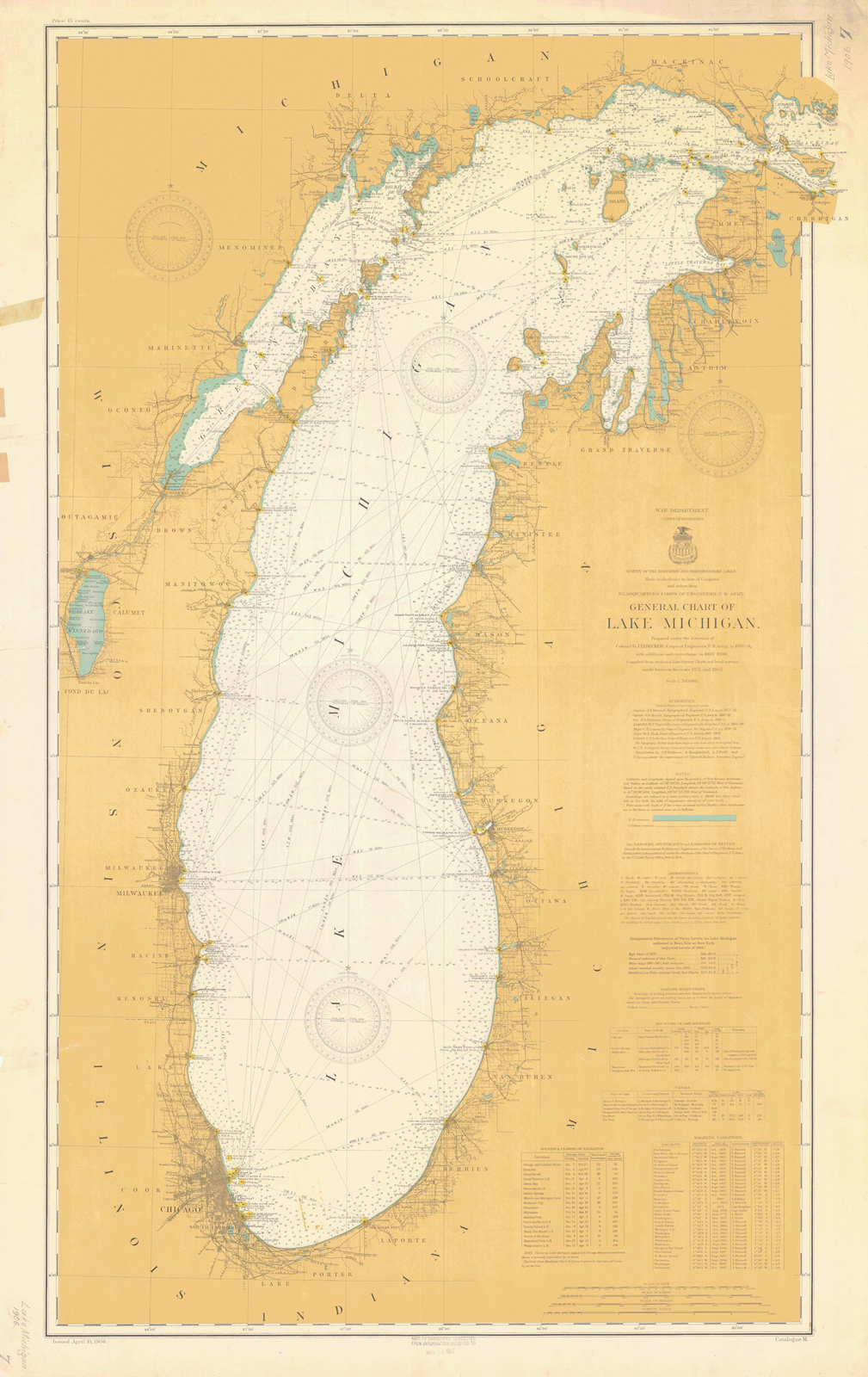 General Chart of Lake Michigan. 1906 Maritime History of the Great Lakes