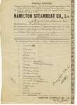Hamilton Steamboat Company Bill of Lading