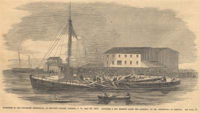 Explosion of the Propeller Inkermann, at Browne's Wharf, Toronto, C. W., May 29, 1857