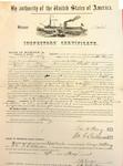 Steamer Ariel, Inspector's Certificate, 15 May 1858
