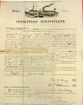 Steamer Fox, Inspector's Certificate, 16 November 1857