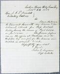 GreenBay customs office, Letter, 6 November 1858