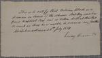 Certificate, William Black, 26 July 1834