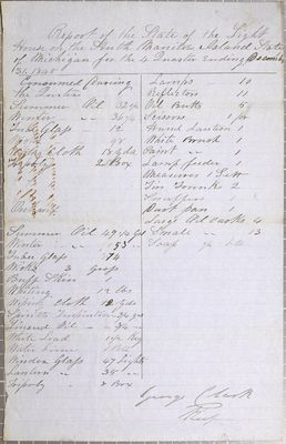 Report of the State of South Manitou Island Lighthouse, 4th Quarter 1848