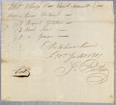 Entry, canoe, Toussaint Pothier, 20 July 1807