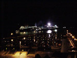 CANADIAN ENTERPRISE lightering SARAH SPENCER aground at Windsor, at night, 30 September - 1 Oct 2008