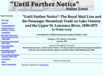"Until Further Notice": The Royal Mail Line and the Passenger Steamboat Trade on Lake Ontario and the Upper St. Lawrence River, 1838-1875