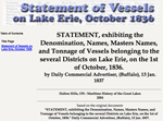 STATEMENT, exhibiting the Denomination, Names, Masters Names, and Tonnage of Vessels belonging to the several Districts on Lake Erie