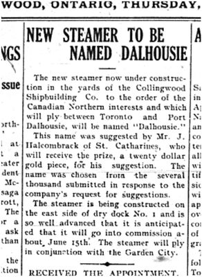 New Steamer Named Dalhousie