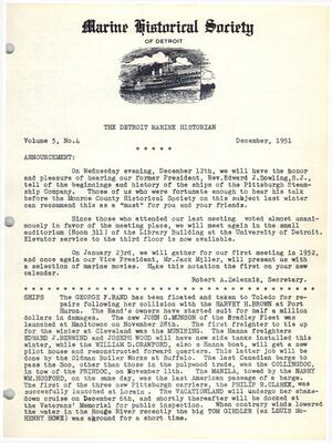 Detroit Marine Historian, v. 5, n. 4 (December 1951)