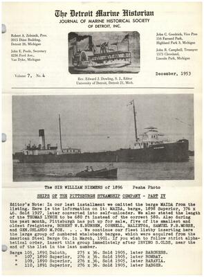 Detroit Marine Historian, v. 7, n. 4 (December 1953)