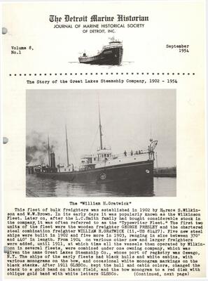 Detroit Marine Historian, v. 8, n. 1 (September 1954)