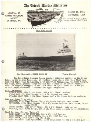 Detroit Marine Historian, v. 11, n. 1 (September 1957)