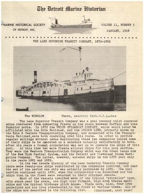 Detroit Marine Historian, v. 11, n. 5 (January 1958)