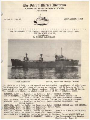 Detroit Marine Historian, v. 11, n. 10 (July-August 1958)