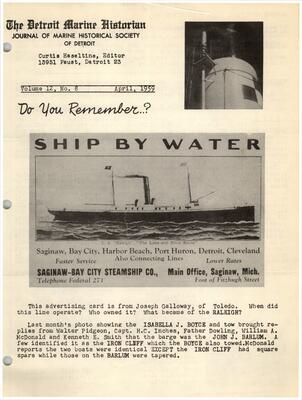 Detroit Marine Historian, v. 12, n. 8 (April 1959)