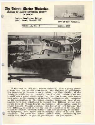 Detroit Marine Historian, v. 13, n. 8 (April 1960)