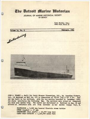 Detroit Marine Historian, v. 14, n. 6 (February 1961)