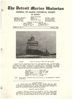 Detroit Marine Historian, v. 15, n. 5 (January 1962)