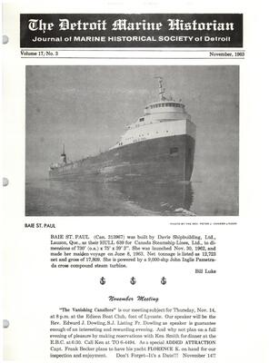 Detroit Marine Historian, v. 17, n. 3 (November 1963)