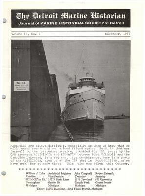 Detroit Marine Historian, v. 19, n. 3 (November 1965)