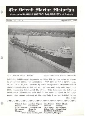 Detroit Marine Historian, v. 20, n. 1 (September 1966)