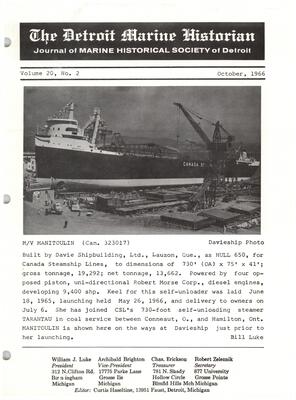 Detroit Marine Historian, v. 20, n. 2 (October 1966)