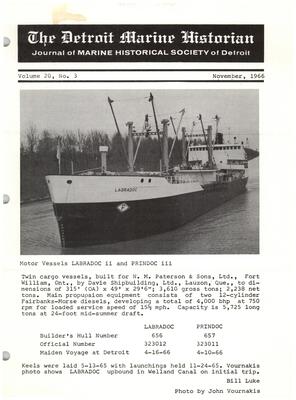 Detroit Marine Historian, v. 20, n. 3 (November 1966)