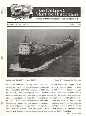 Detroit Marine Historian, v. 20, n. 11 (July 1967)