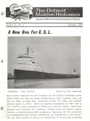 Detroit Marine Historian, v. 21, n. 2 (October 1967)