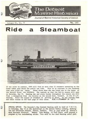 Detroit Marine Historian, v. 21, n. 9 (May 1968)