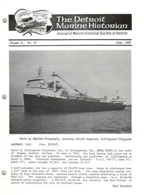 Detroit Marine Historian, v. 21, n. 10 (June 1968)