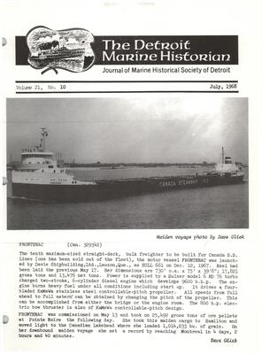 Detroit Marine Historian, v. 21, n. 11 (July 1968)