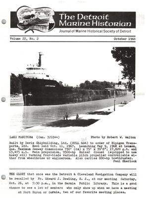 Detroit Marine Historian, v. 22, n. 2 (October 1968)