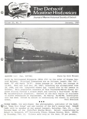 Detroit Marine Historian, v. 22, n. 5 (January 1969)