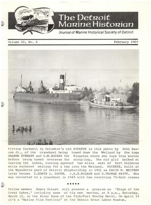 Detroit Marine Historian, v. 22, n. 6 (February 1969)