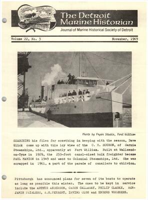 Detroit Marine Historian, v. 23, n. 3 (November 1969)