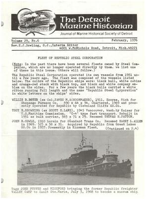 Detroit Marine Historian, v. 29, n. 6 (February 1976)