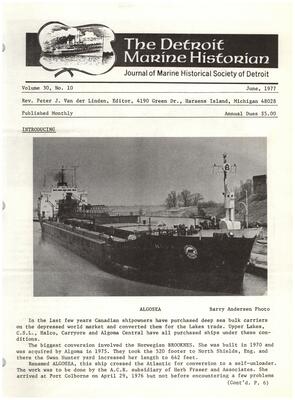 Detroit Marine Historian, v. 30, n. 10 (June 1977)