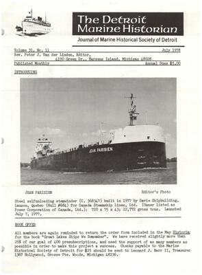 Detroit Marine Historian, v. 31, n. 11 (July 1978)