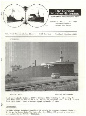 Detroit Marine Historian, v. 34, n. 2 (October 1980)