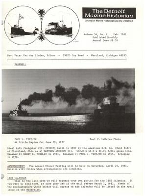 Detroit Marine Historian, v. 34, n. 6 (February 1981)