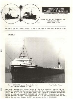 Detroit Marine Historian, v. 35, n. 4 (December 1981)