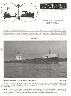 Detroit Marine Historian, v. 37, n. 12 (August 1984)