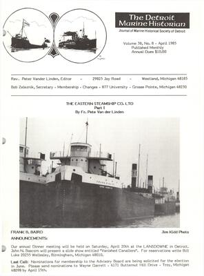 Detroit Marine Historian, v. 38, n. 8 (April 1985)