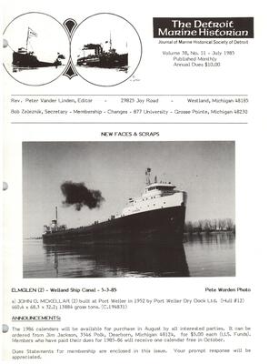 Detroit Marine Historian, v. 38, n. 11 (July 1985)