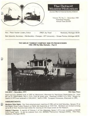 Detroit Marine Historian, v. 39, n. 4 (December 1985)