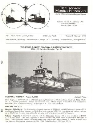 Detroit Marine Historian, v. 39, n. 5 (January 1986)