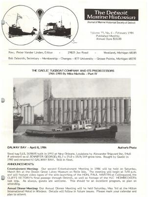 Detroit Marine Historian, v. 39, n. 6 (February 1986)