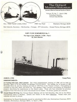 Detroit Marine Historian, v. 39, n. 7 (March 1986)